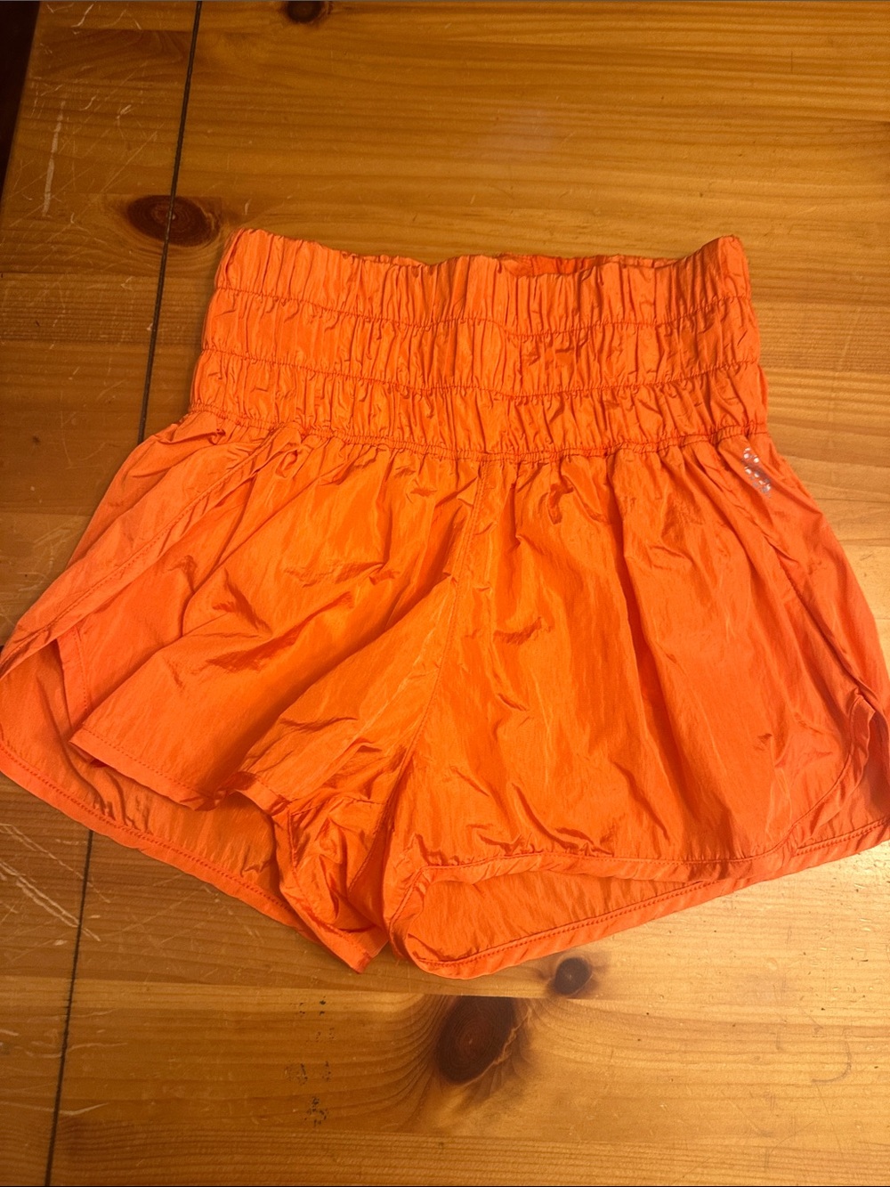 FP Movement by Free People Orange High Waist Smocked Active Shorts